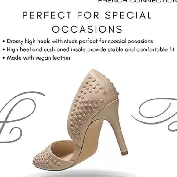 FRENCH CONNECTION'S FOREVER WOMEN'S PUMPS HIGH HEELS POINTY TOE AND STUDDED PUMP - Picture 16 of 16